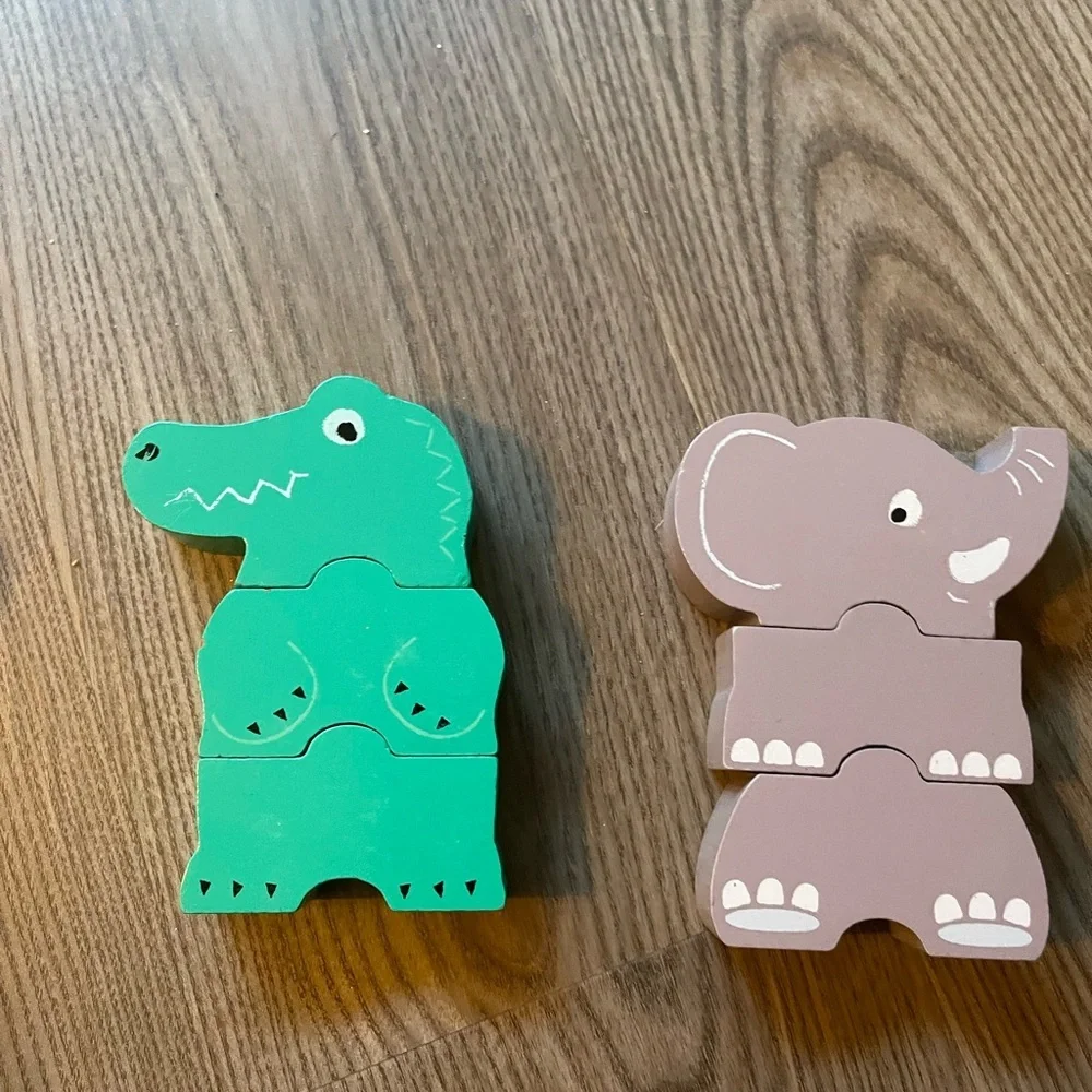 Tchibo German Wooden Animal Stacking Puzzle Montessori Natural Wood Toddler Toy
